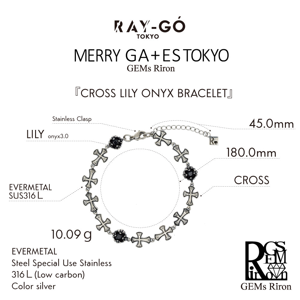 CROSS LILY ONYX BRACELET