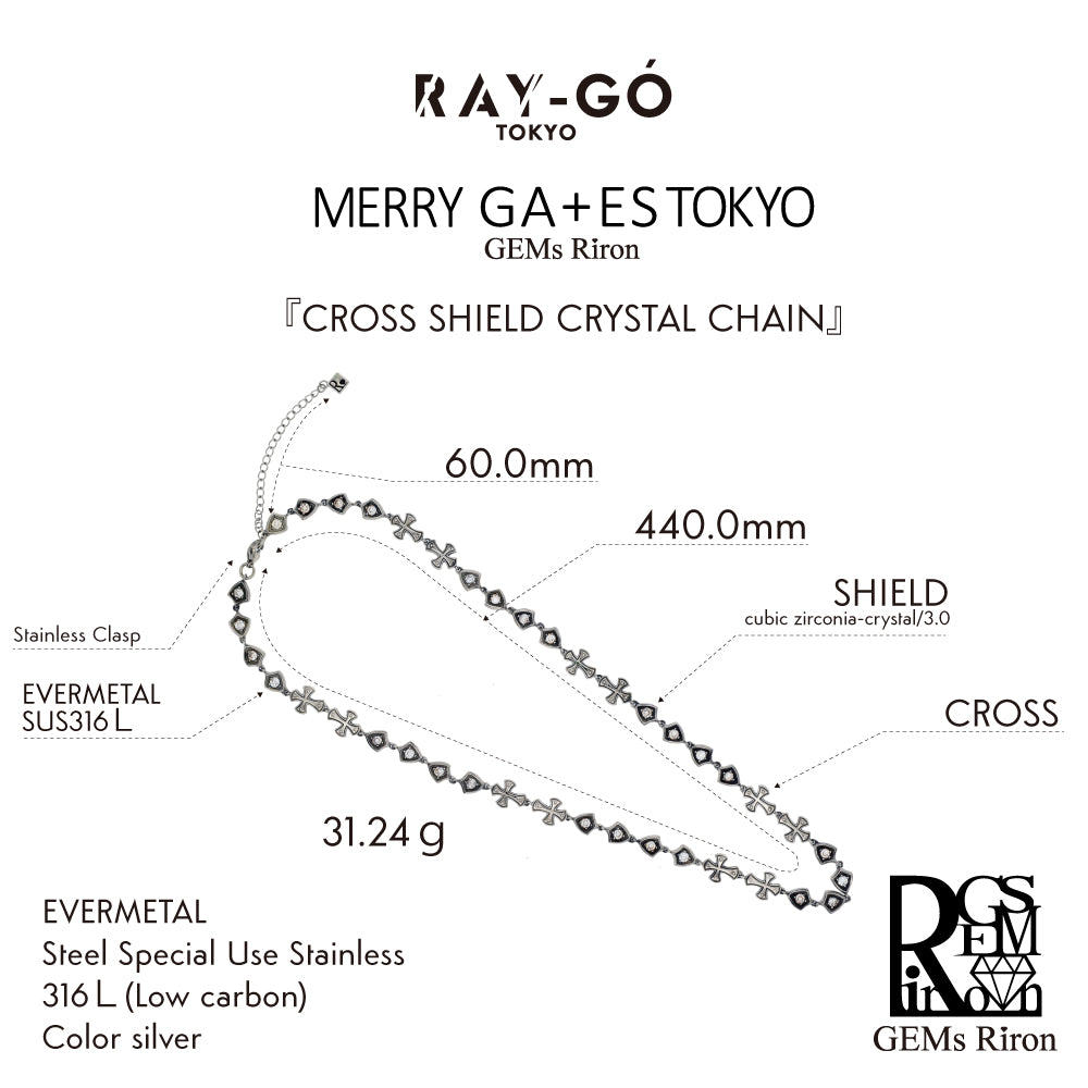 CROSS SHIELD CRYSTAL CHAIN