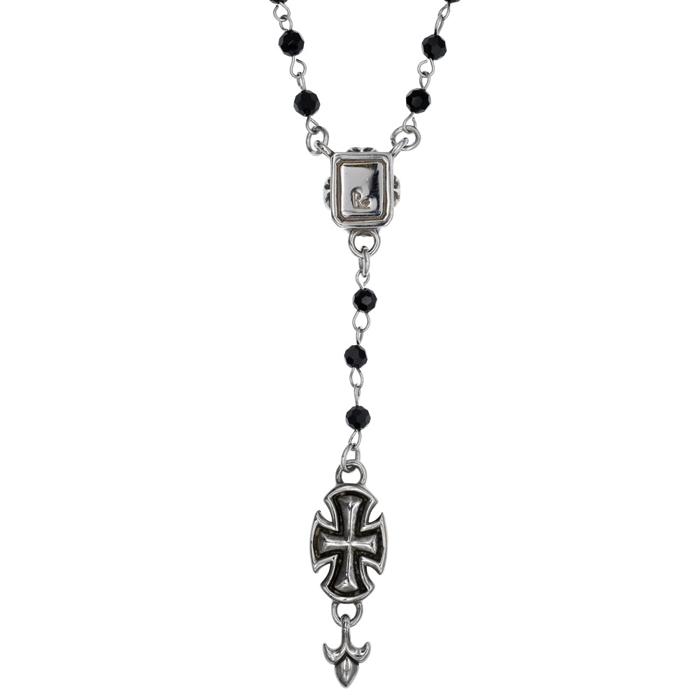 RECTANGLE CRYSTAL LILY MARIA ARROWHEAD ROSARY NECKLACE