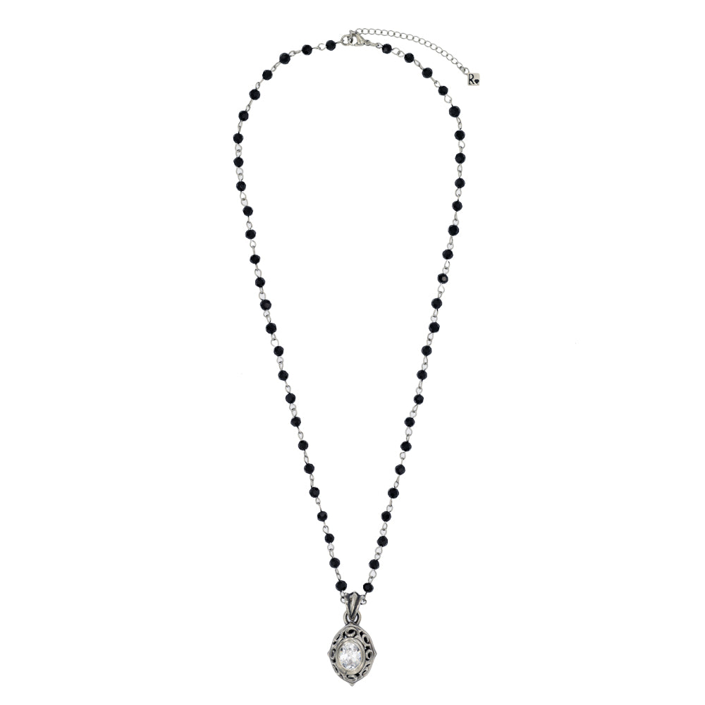 OVAL CRYSTAL ARABESQUE ROSARY NECKLACE