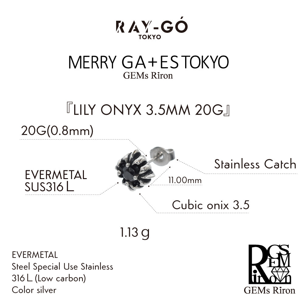 LILY ONYX 3.5MM 20G