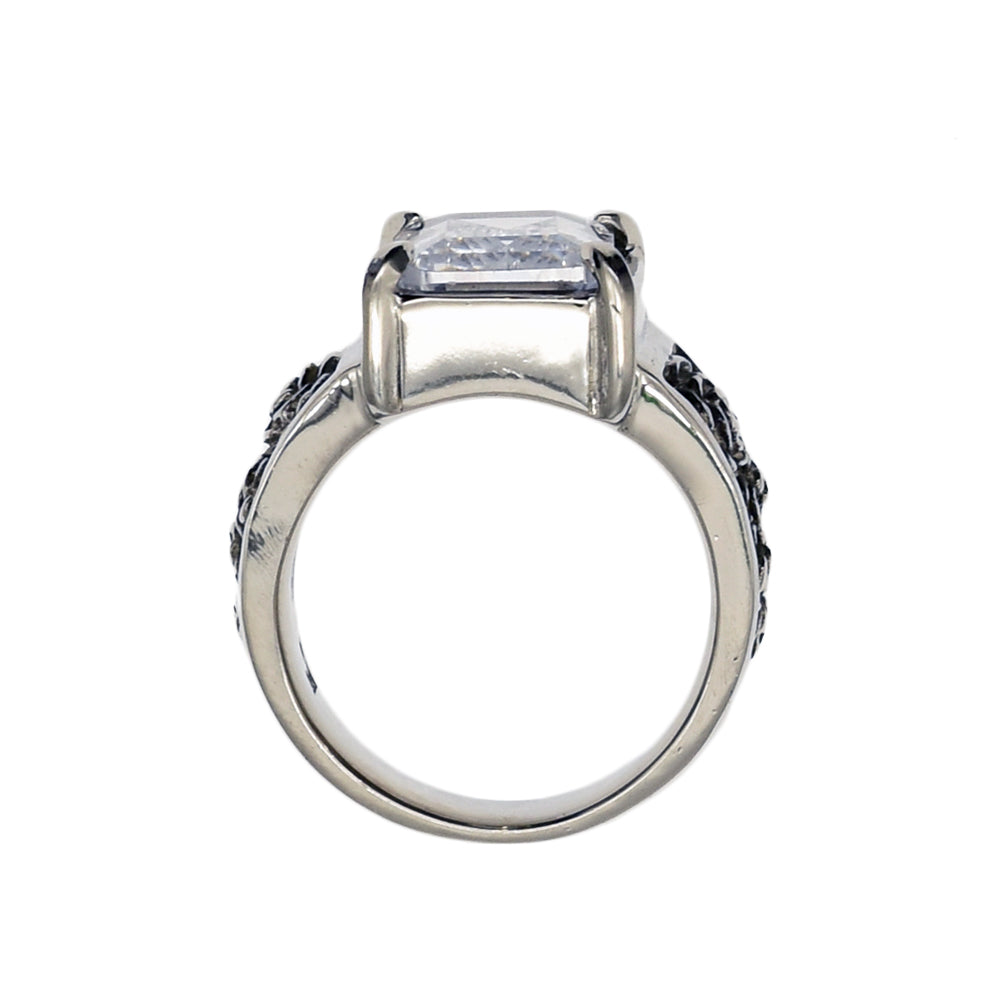 RECTANGULAR CRYSTAL ROSE RING #18