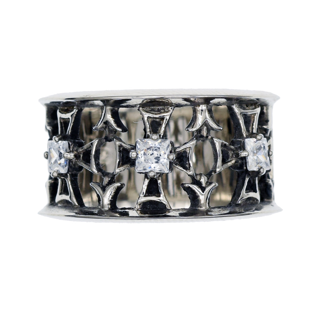THREE CROSS CRYSTAL RING #18