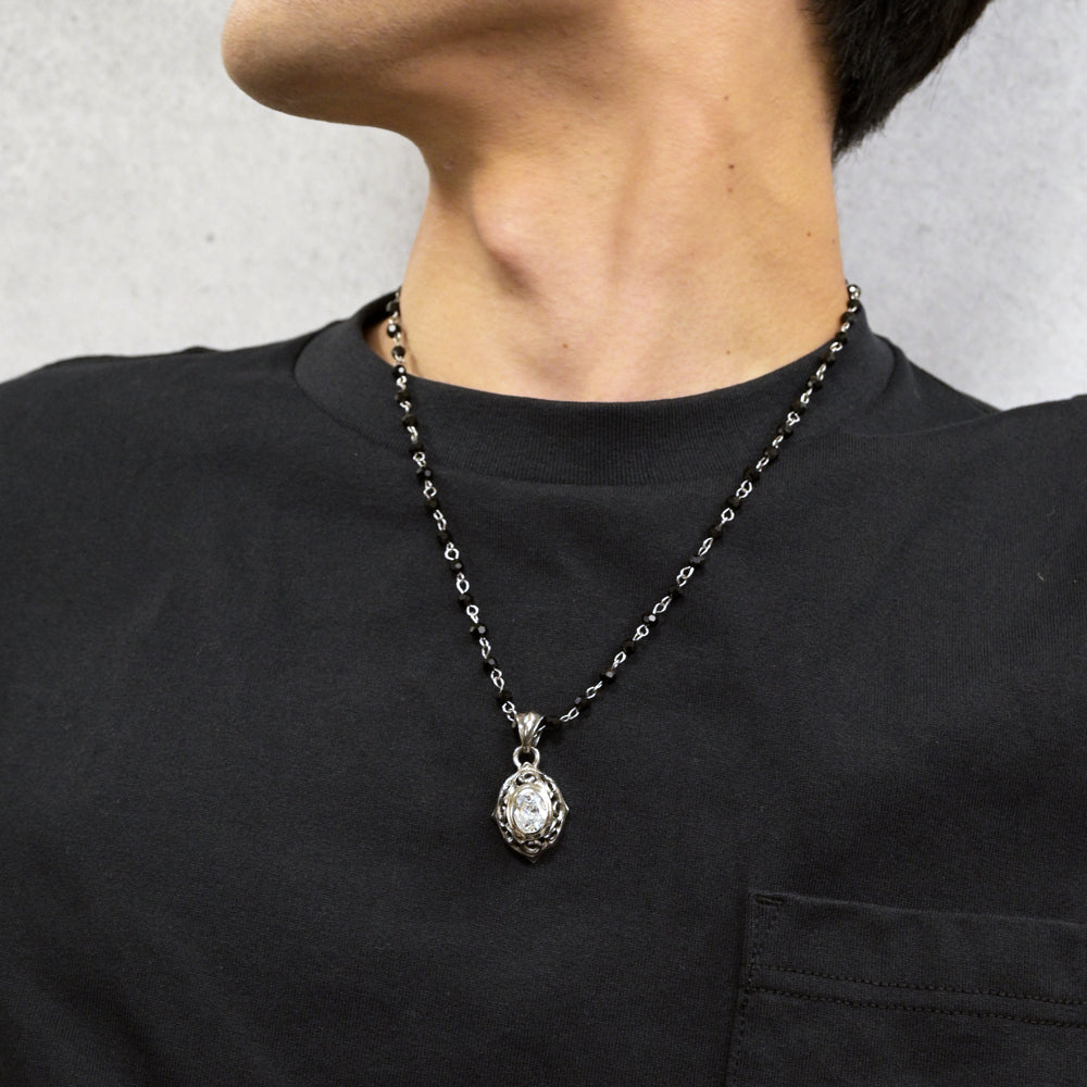 OVAL CRYSTAL ARABESQUE ROSARY NECKLACE
