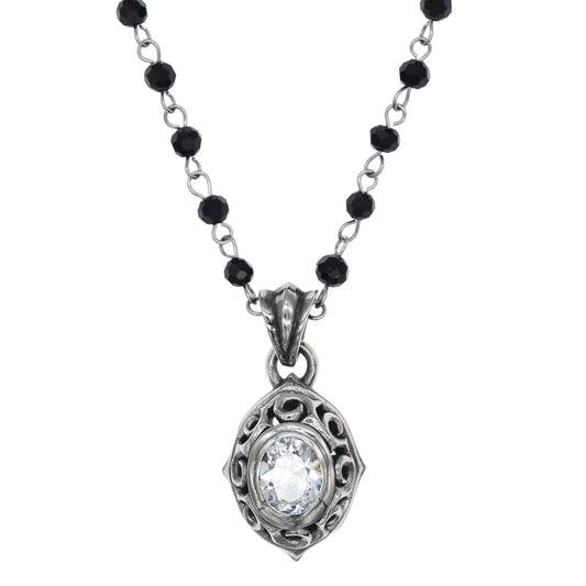 OVAL CRYSTAL ARABESQUE ROSARY NECKLACE