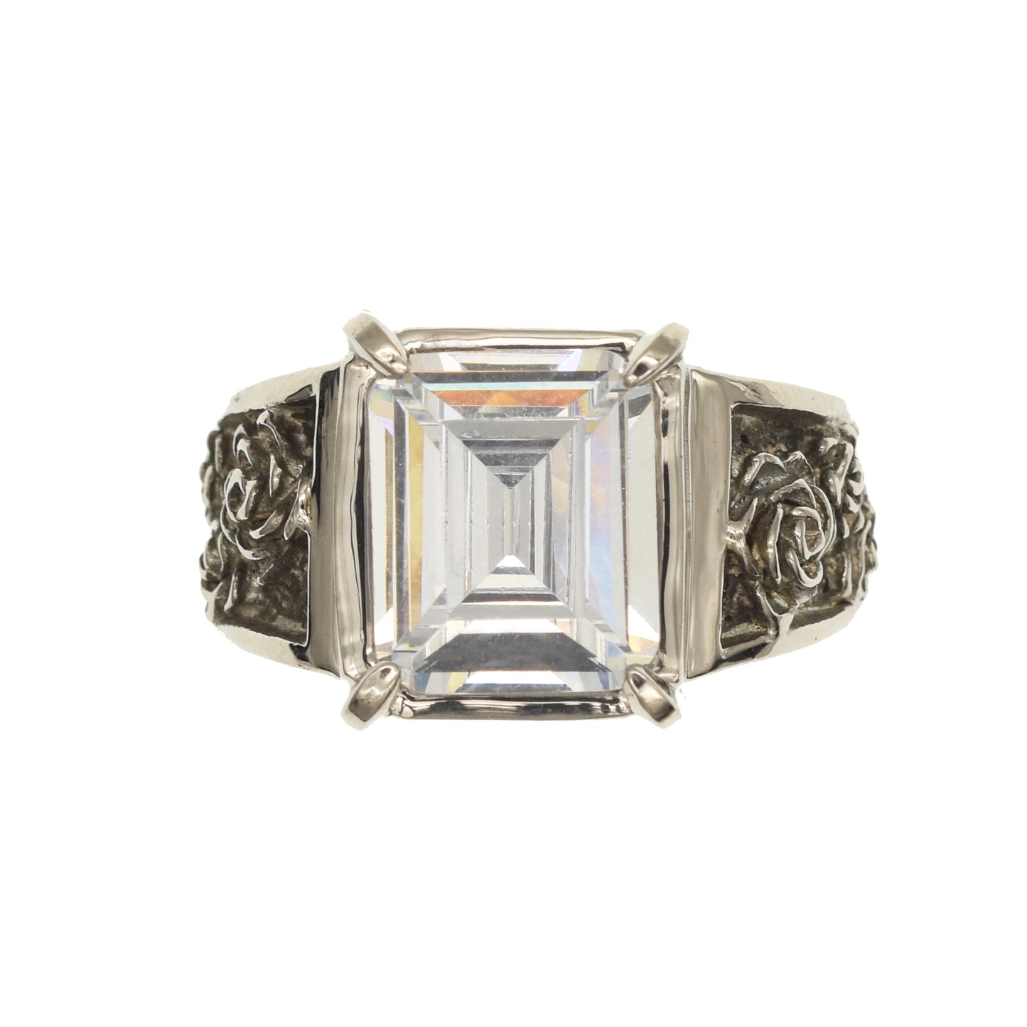 RECTANGULAR CRYSTAL ROSE RING　＃18