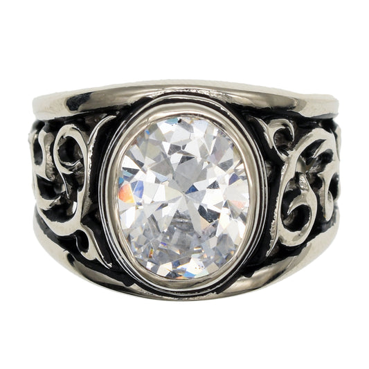 OVAL CRYSTAL ARABESQUE RING #18