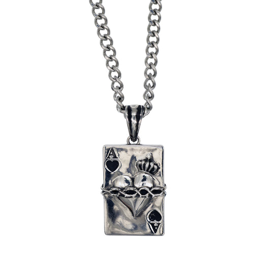 ACE OF SPADES CROWN HEART NECKLACE