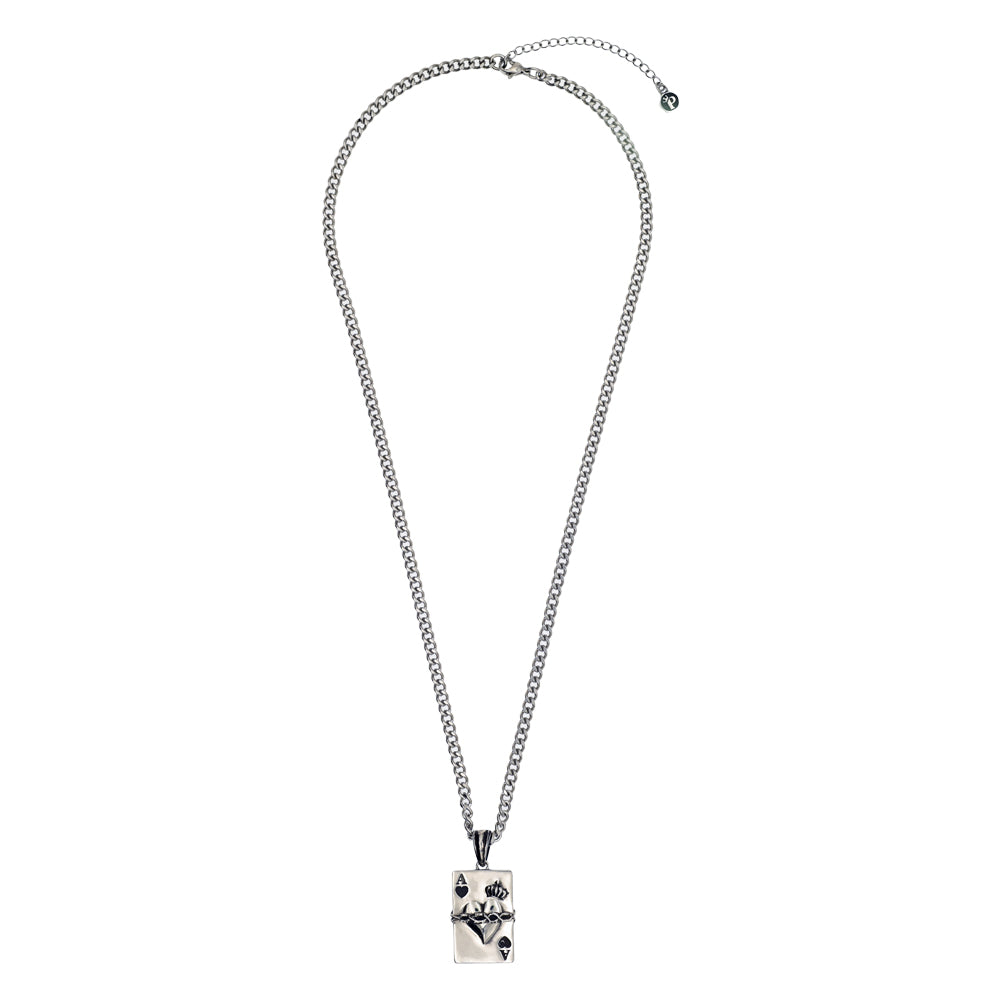 ACE OF SPADES CROWN HEART NECKLACE